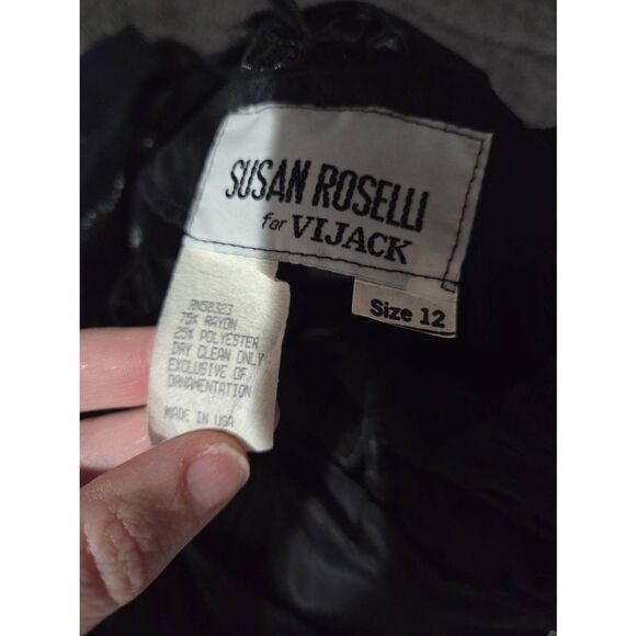 Susan Roselli For Vijack Metallic Black Formal Lace Dress Women Size 12 Vintage - Picture 8 of 12